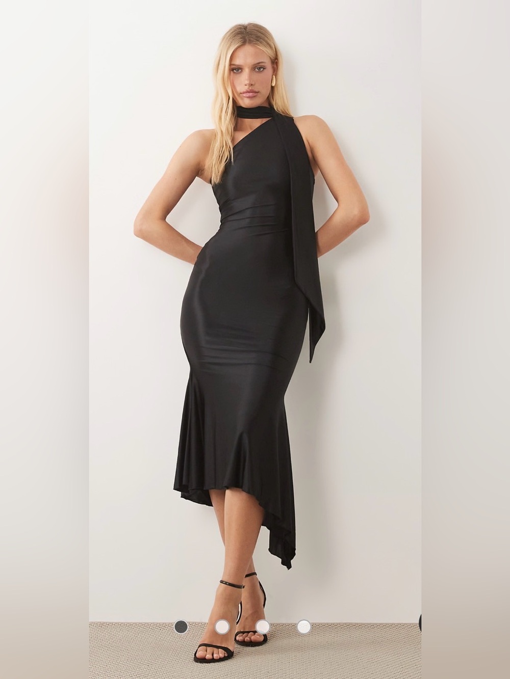 OH POLLY SZ 4 new with tags Elegant scarf detail One-Shoulder Black Dress